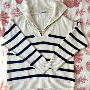 SOLD ✨ Zara Cotton Striped Quarter Zip Sweater